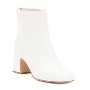 BEAUTIISOLES Off White Made In Italy Leather Ruby Ankle Booties